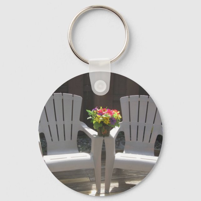 Blommor och Adirondack-stolar Nyckelring (Framsida)