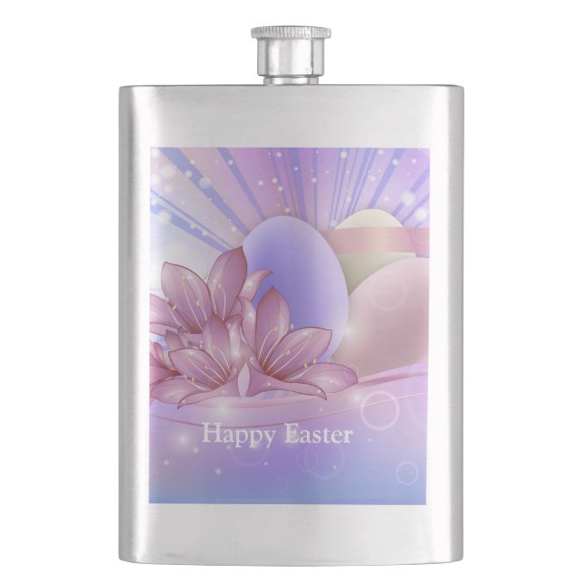 Blommor och ägg på en färglös bakgrunds- och paste fickplunta (Framsidan)