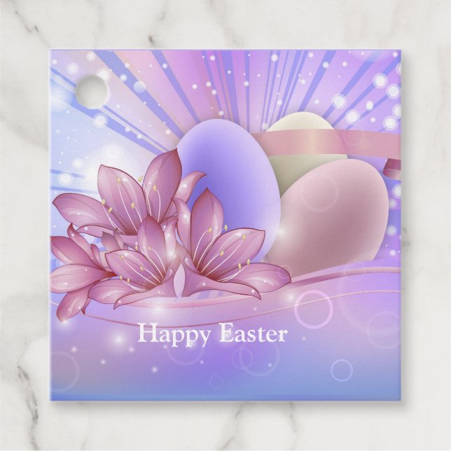 Blommor och ägg på en färglös bakgrunds- och paste gåvor etiketter (Framsida)