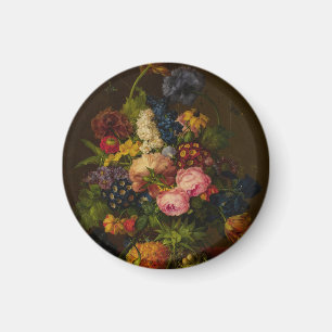 Blommor och ananas på en entablement magnet