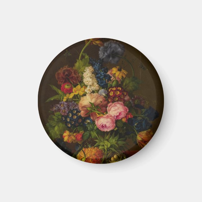 Blommor och ananas på en entablement magnet (Framsidan)