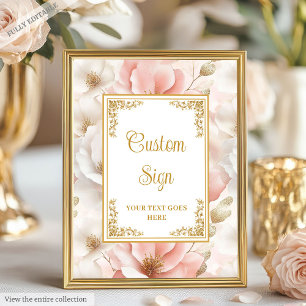 blommor och anpassningsbar för guld-elegant poster