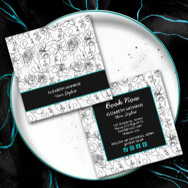 Blommor och Ansikte Hair Stylist Makeup Fyrkantigt Visitkort