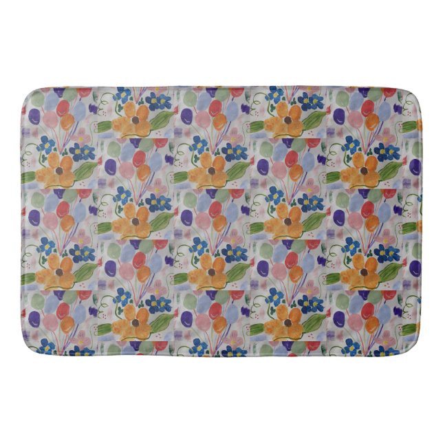 Blommor och ballonger Bath Mat Badrumsmatta (Framsidan)