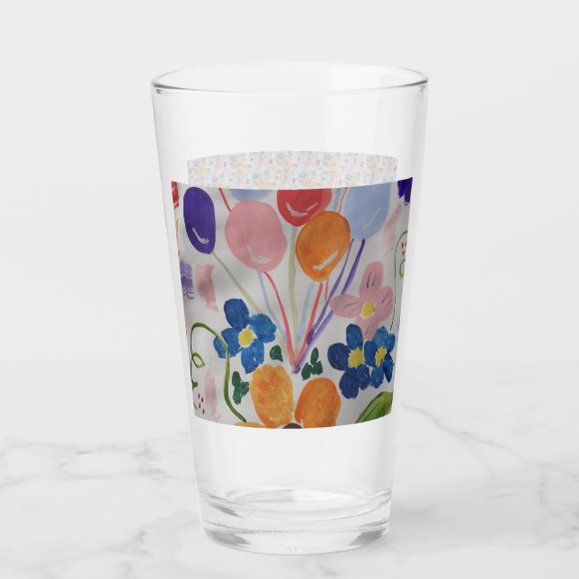 Blommor och ballonger, glasumlare glaskopp (Baksida)