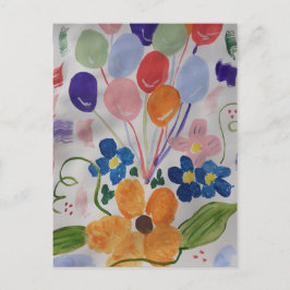 Blommor och ballonger vykort