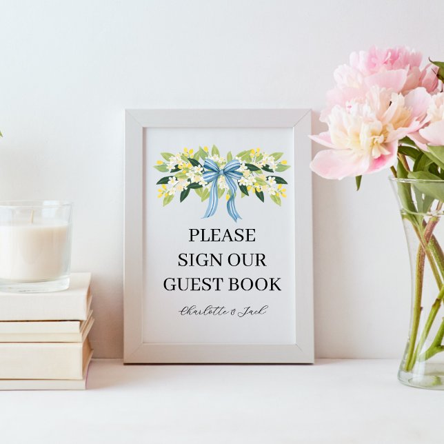 Blommor och band tecken gästbok tecken poster (Skapare uppladdad)