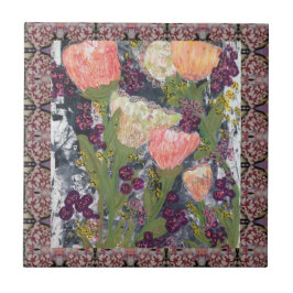 Blommor och bär kakelplatta