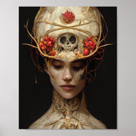 Blommor och ben 2 Surreal Gothic Fantasy Art Poster