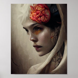 Blommor och ben 4 Surreal Gothic Fantasy Art Poster