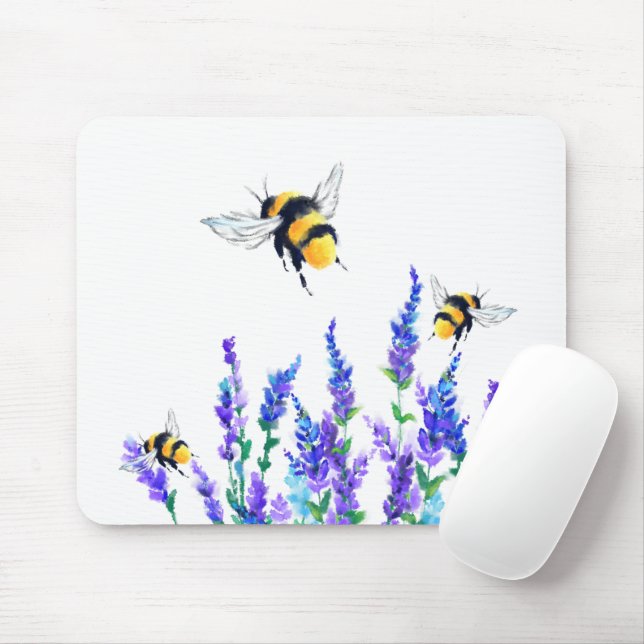 Blommor och bin, flugtröster musmatta (Med mus)