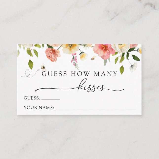 Blommor och bin Gissa hur många kyssar  Tilläggskort (Framsida)