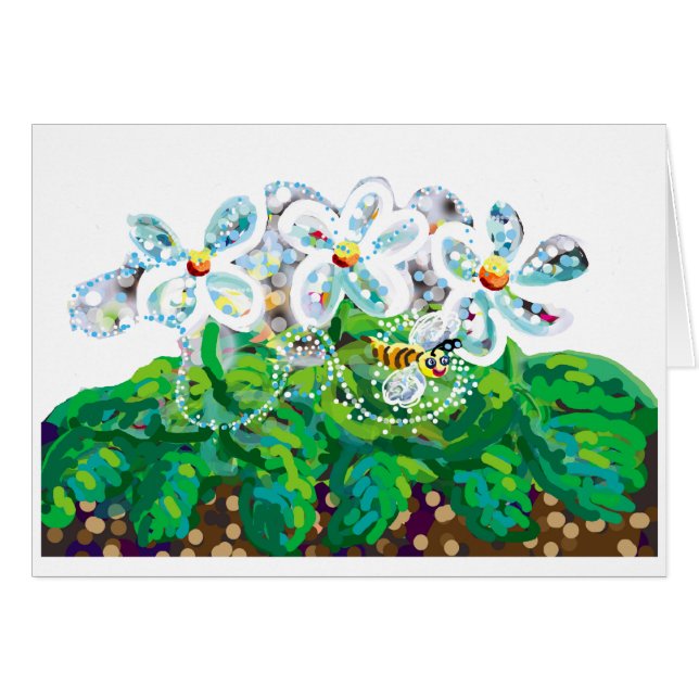 blommor och bin hälsningskort (Framsidan Horizontal)