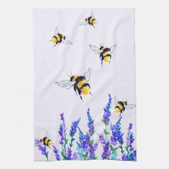 Blommor och bin Kitchen Towel Vår Joy Kökshandduk (Vertikal)