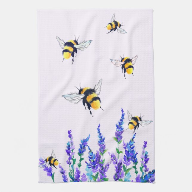 Blommor och bin Kitchen Towel Vår Kökshandduk (Vertikal)