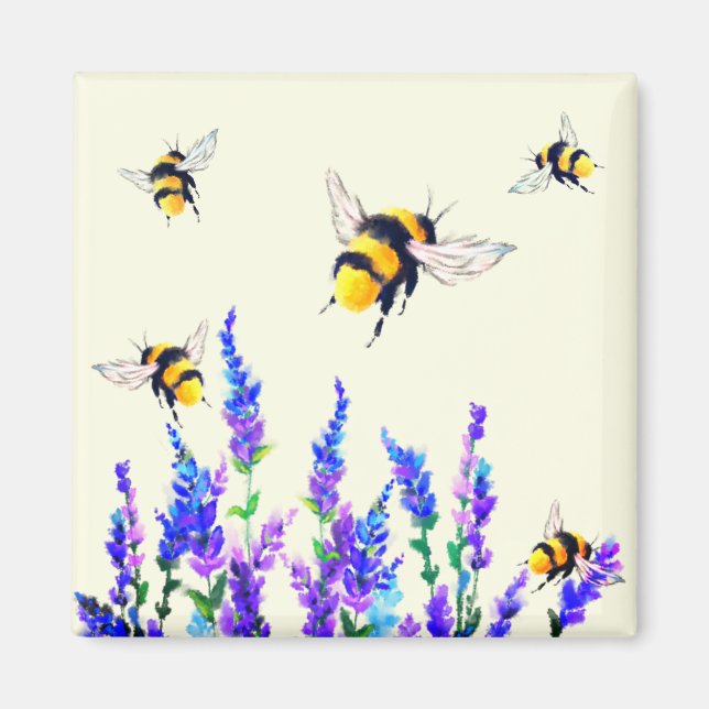 Blommor och bin Magnet Vår (Framsidan)