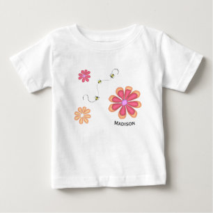 Blommor och bin med namn t shirt