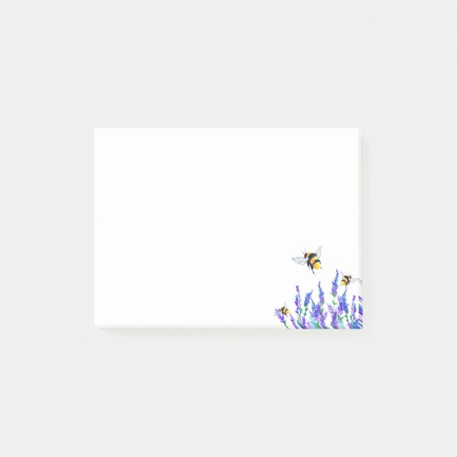 Blommor och bin som flyger anteckningar post-it block (Framsida)