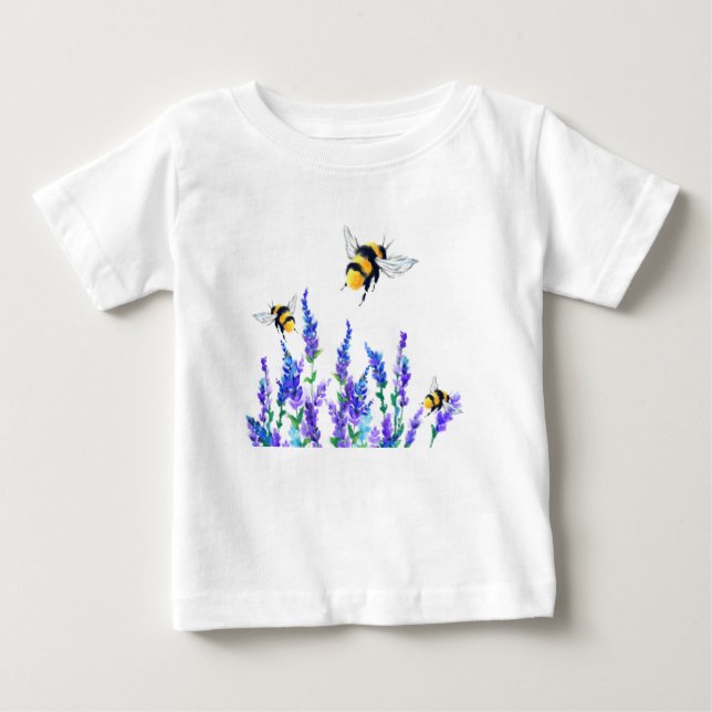 Blommor och bin som flyger Baby T-Shirt Vår Joy (Framsida)