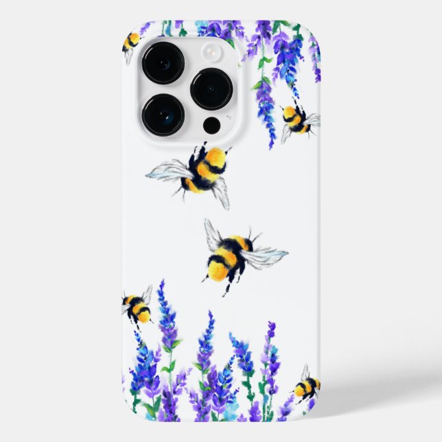 Blommor och bin som flyger iphone case Vår (Baksida)