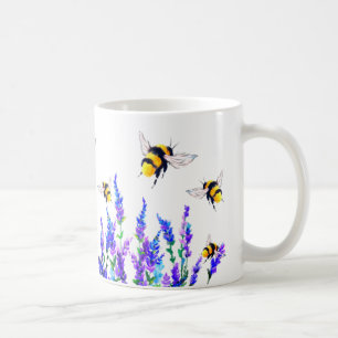 Blommor och bin som flyger Mugg Vår