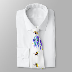 Blommor och bin som flyger Neck Tie Vår Slips