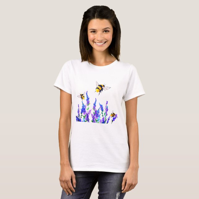 Blommor och bin T-Shirt (Hel framsida)