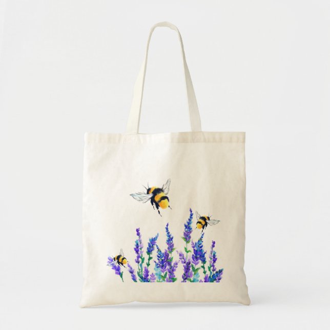 Blommor och bin Tote Bag Vår Tygkasse (Framsidan)