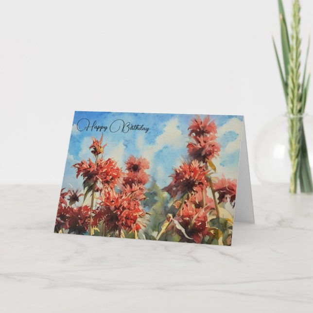 Blommor och Blå himmel - födelsedagskort Kort (Framsida)