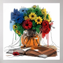 Blommor och Bok still Life