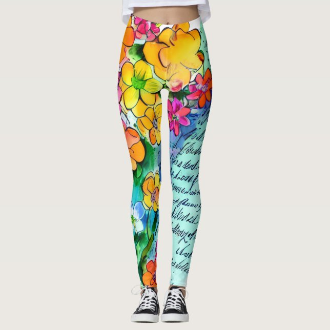 Blommor och Bokstäver Leggings (Framsida)