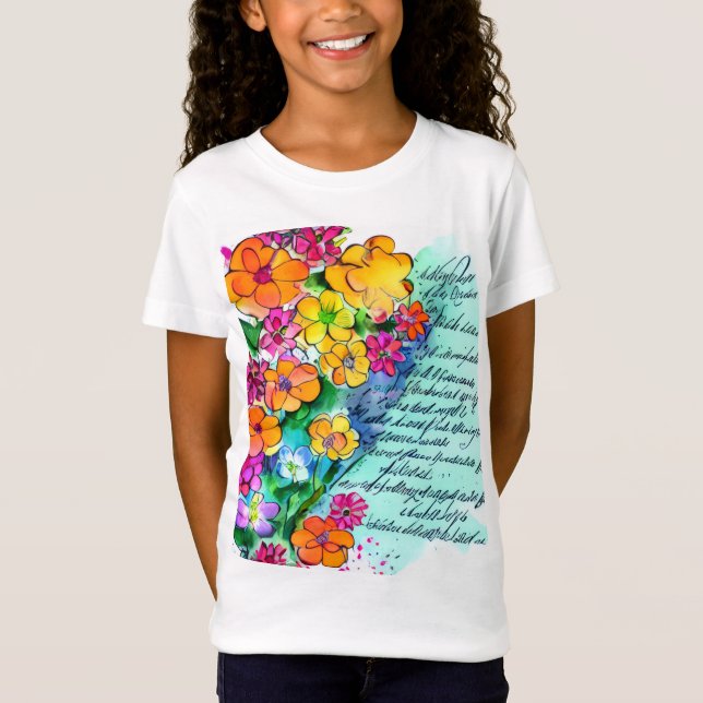 Blommor och Bokstäver T Shirt (Framsida)