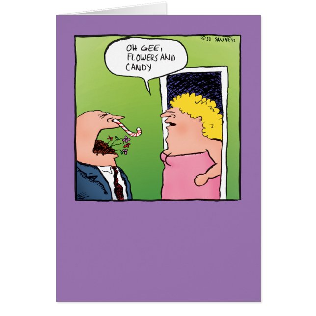 Blommor och Candy Funny Romantic Blank Inside Card Hälsningskort (Framsidan)