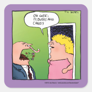 Blommor och Candy Romantic-Tecknad Fyrkantigt Klistermärke