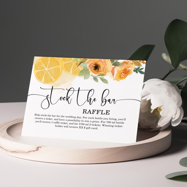 Blommor och citroner Fylla baren Bröllopsfest  Tilläggskort (Skapare uppladdad)