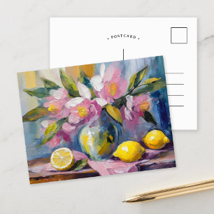 Blommor och citroner, modern stillastående vykort