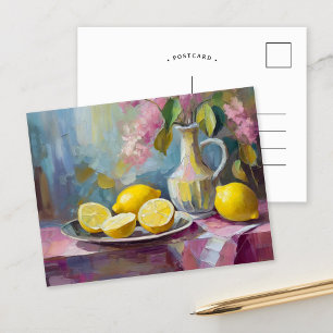 Blommor och citroner, modern stillastående vykort