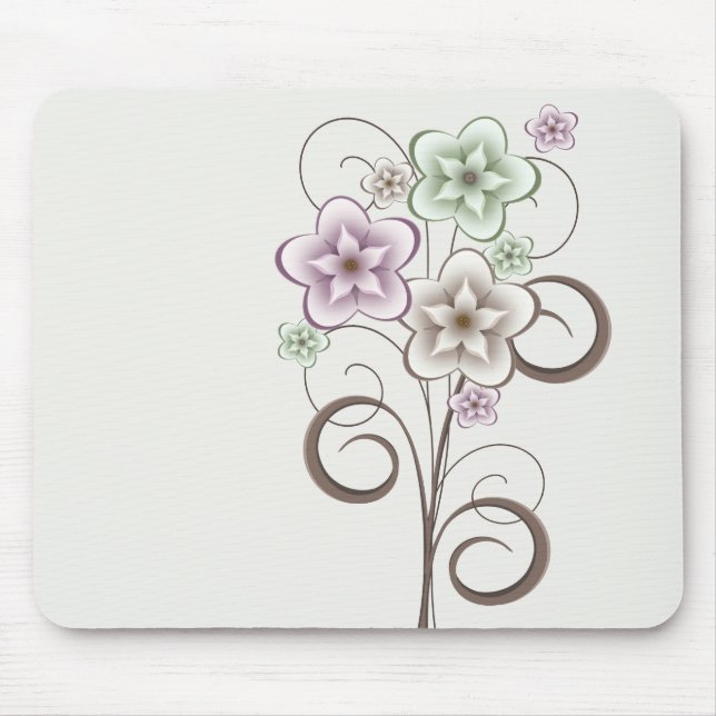 Blommor och Curls Mousepad Musmatta (Framsidan)