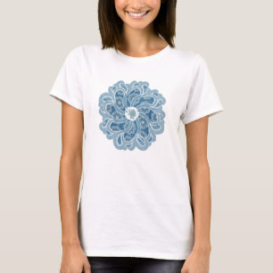 Blommor och denim-formad akvadesigner överst t shirt
