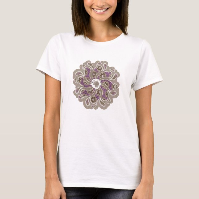 Blommor och denim, horn / lila plommonvit överdel tee (Framsida)