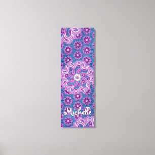 Blommor och denim-triptych (3 Biet) arbetsytråd Canvastryck