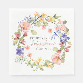 Blommor och Dragonflies Romantic Baby Shower Pappersservett