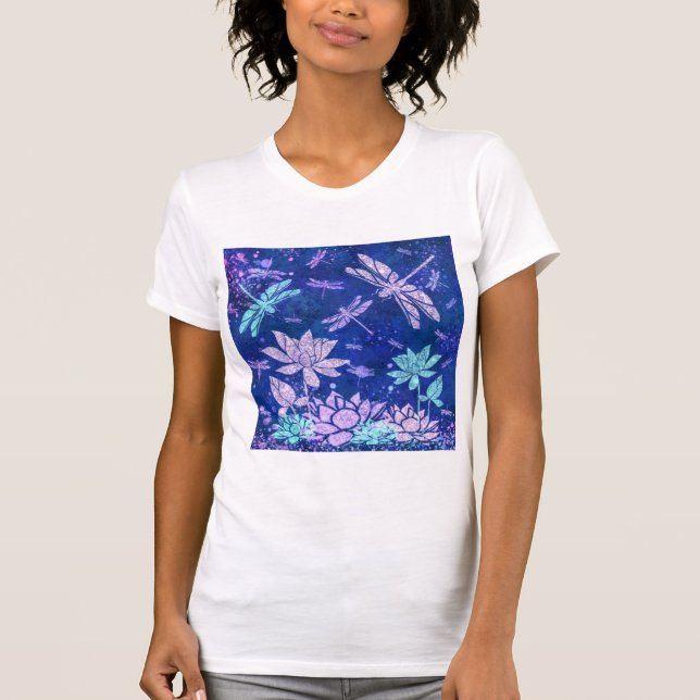 Blommor och Dragonflies T-Shirt (Framsida)