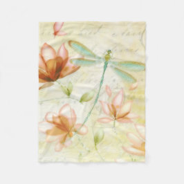 Blommor och dragonfly fleecefilt