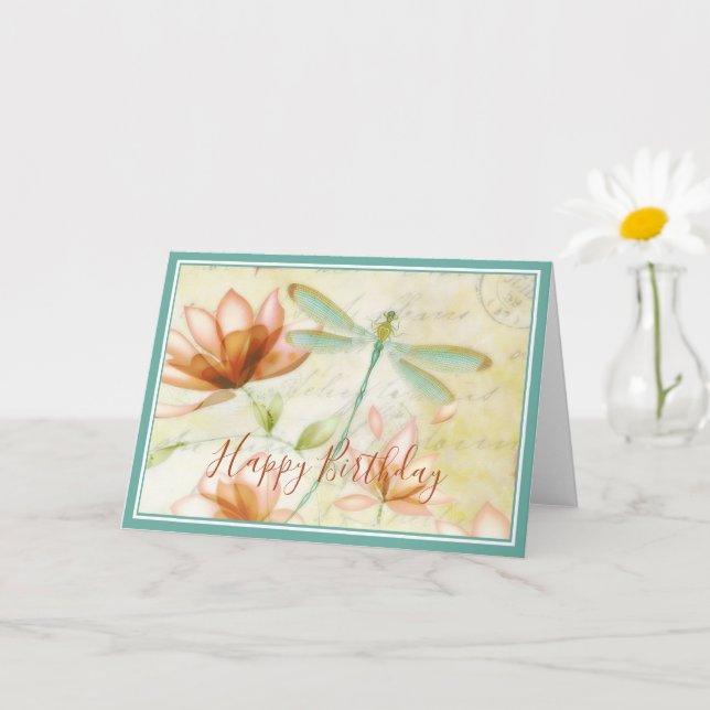 Blommor och dragonfly kort (Liten växt)