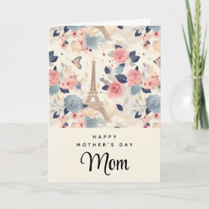 Blommor och Eiffel Torn Mönster Mors dag Kort