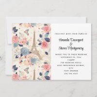 Blommor och Eiffel Torn Paris Mönster Bröllop