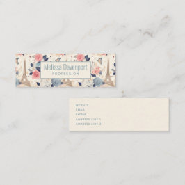 Blommor och Eiffel Torn Paris Mönster Mini Visitkort