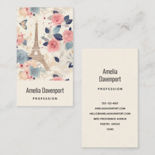 Blommor och Eiffel Torn Paris Mönster Visitkort