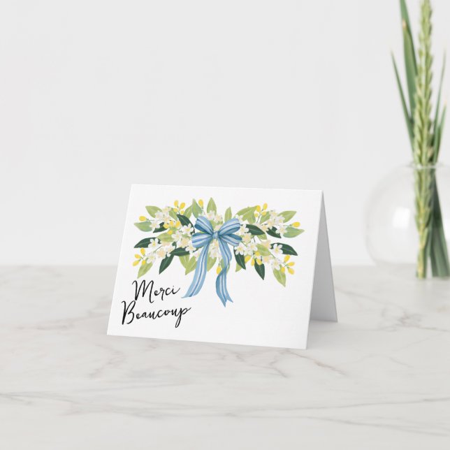 Blommor och en båge Kustlig Tack Kort (Framsida)